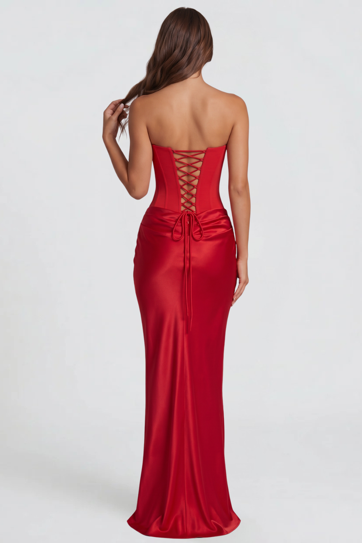 Strapless Satin Wedding Guest Dress - view 24