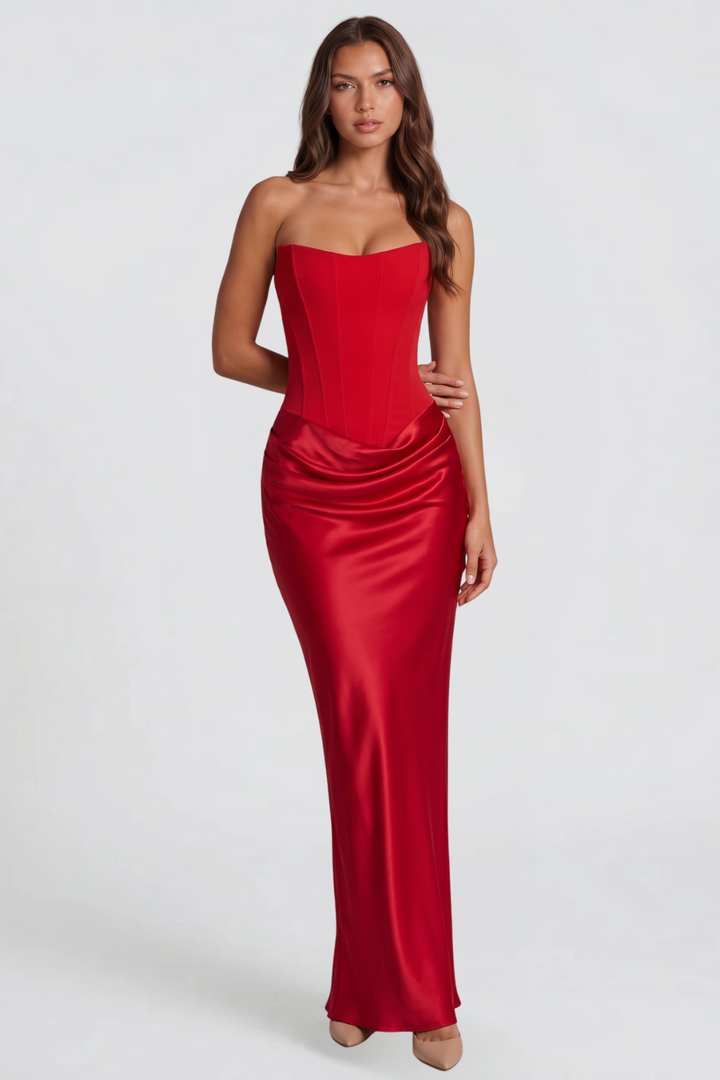 Strapless Satin Wedding Guest Dress - view 21
