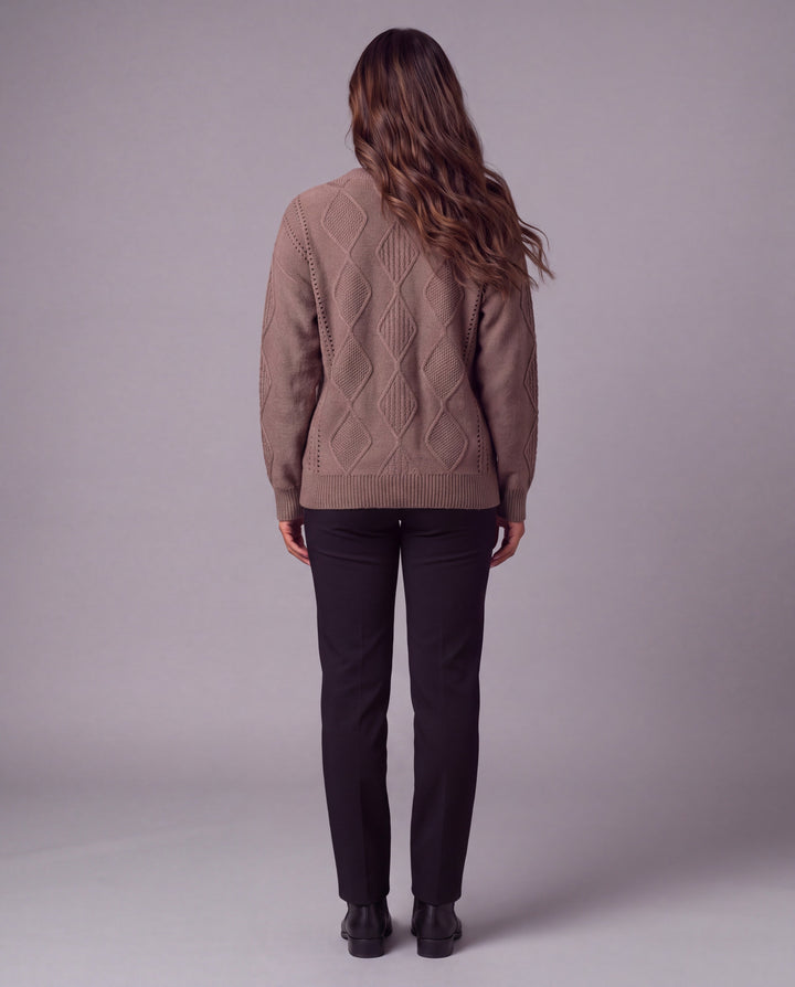 Cable-Knit Sweater - Brown