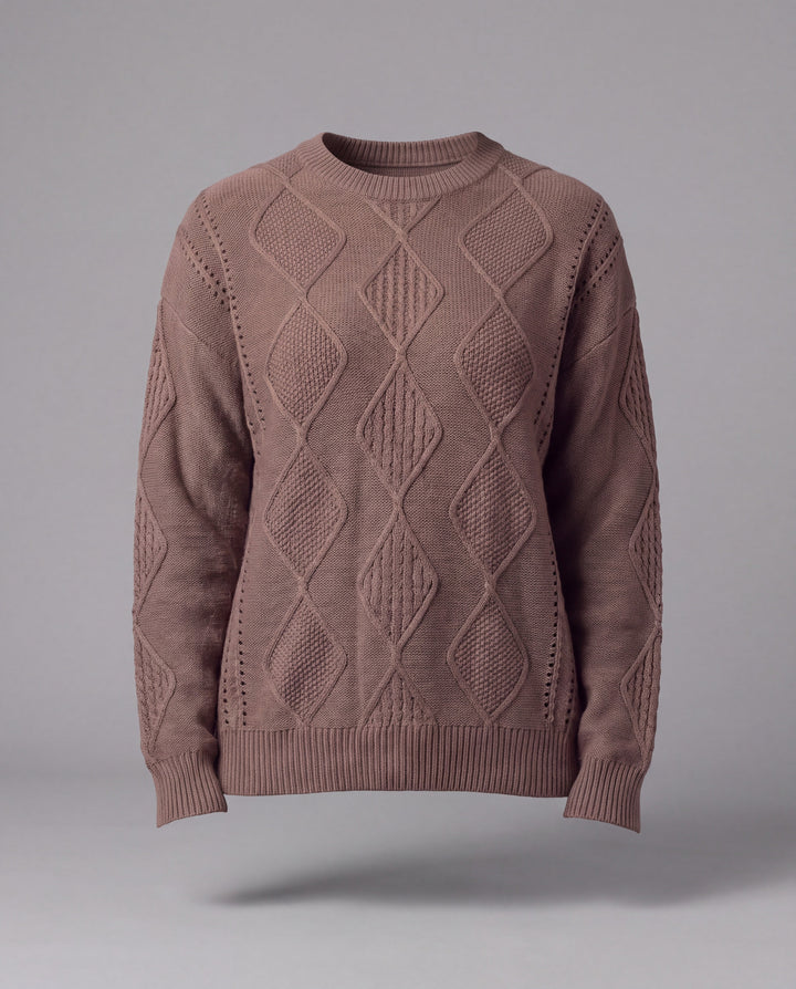 Cable-Knit Sweater - Brown