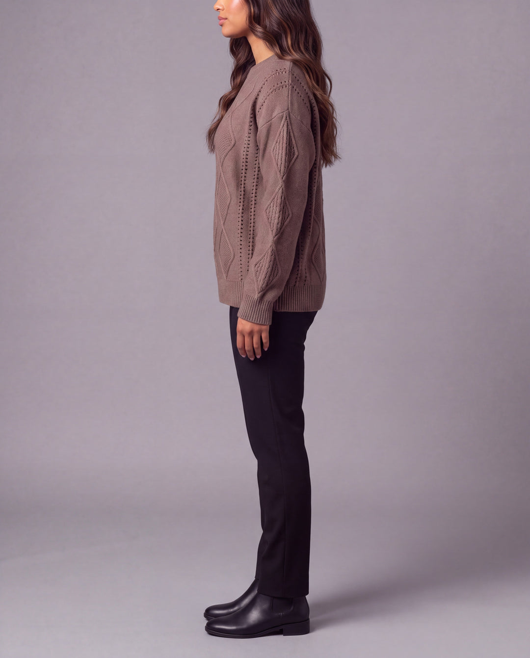 Cable-Knit Sweater - Brown