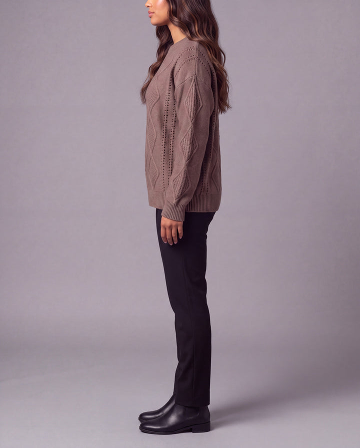 Cable-Knit Sweater - Brown