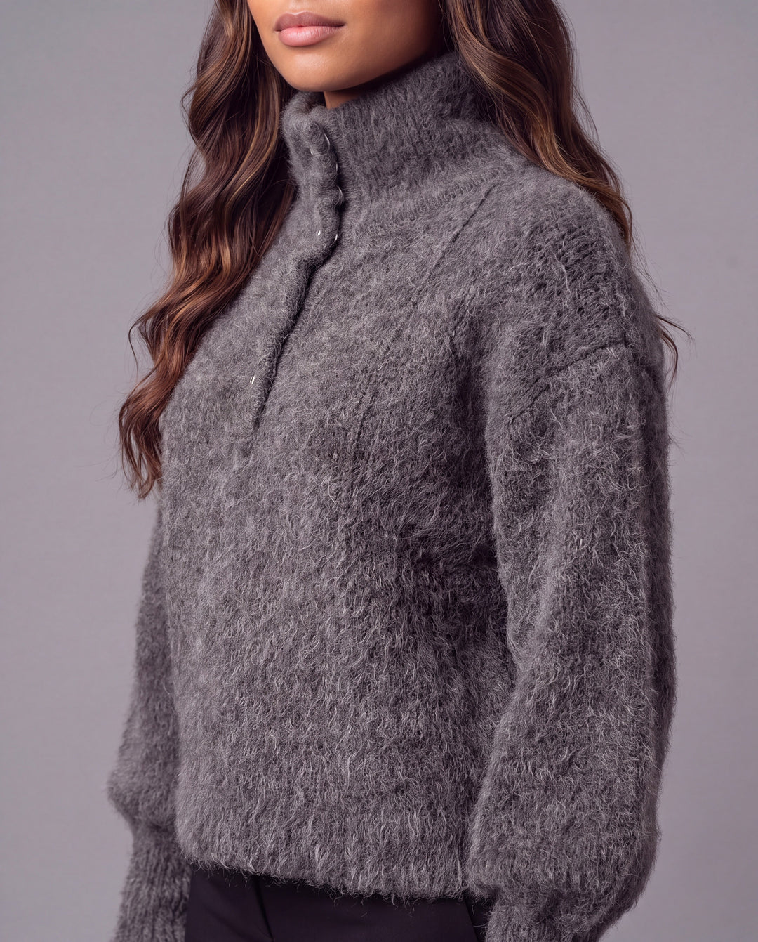 MATILDA HIGH NECK SWEATER CHARCOAL