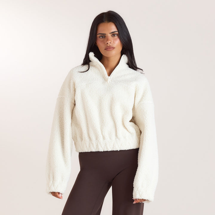 Funnel-Neck Borg Fleece - Cream