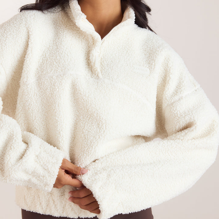 Funnel-Neck Borg Fleece - Cream