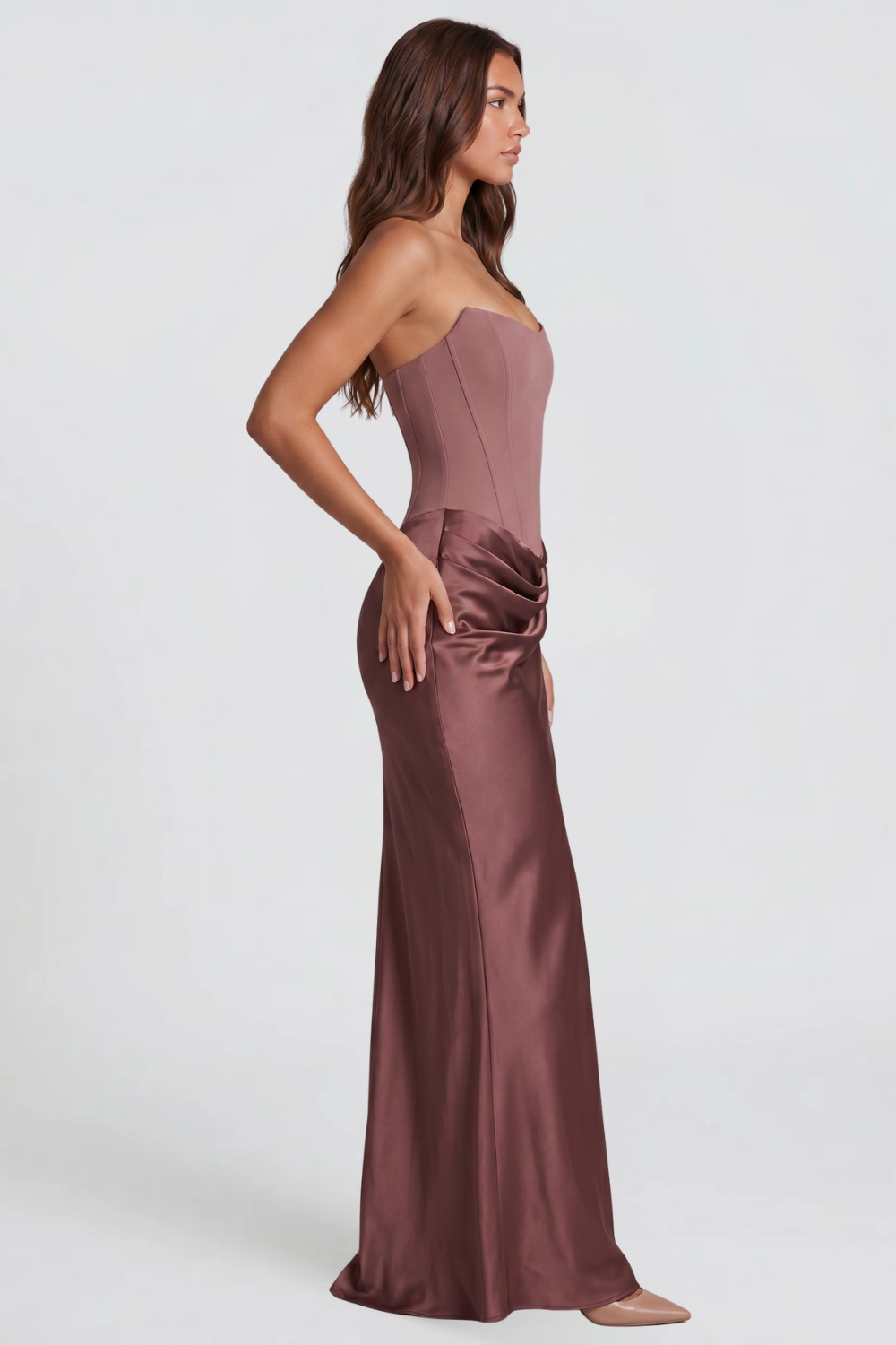 Strapless Satin Wedding Guest Dress - view 11
