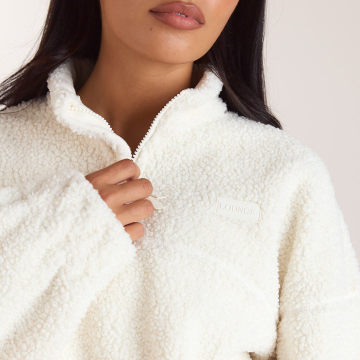 Funnel-Neck Borg Fleece - Cream