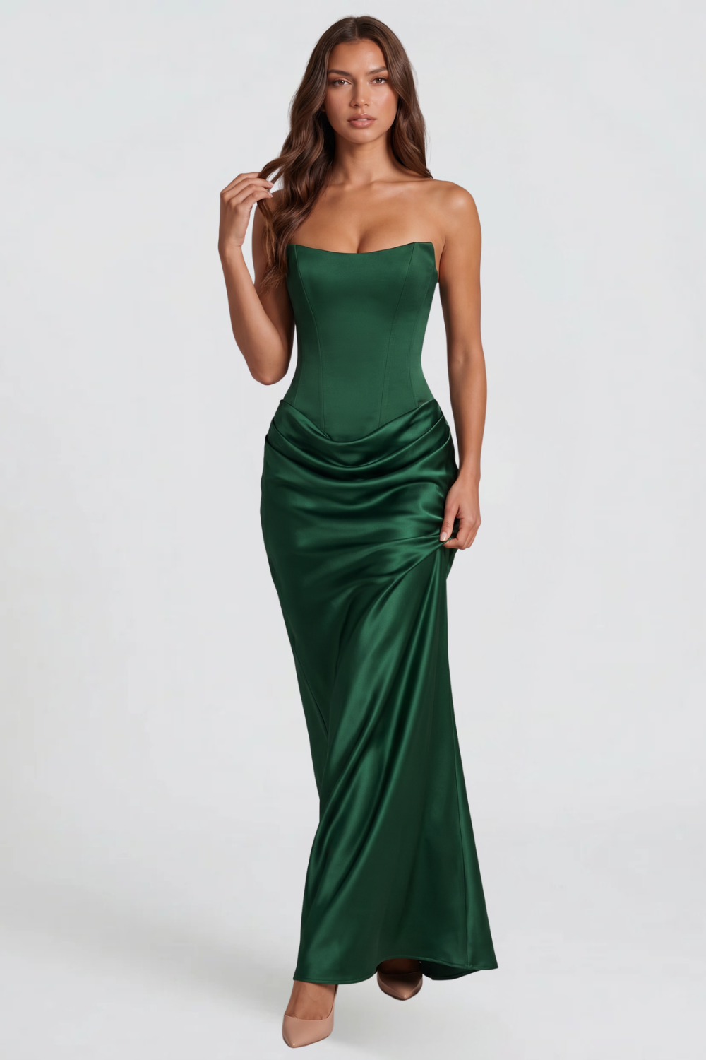 Strapless Satin Wedding Guest Dress - view 13