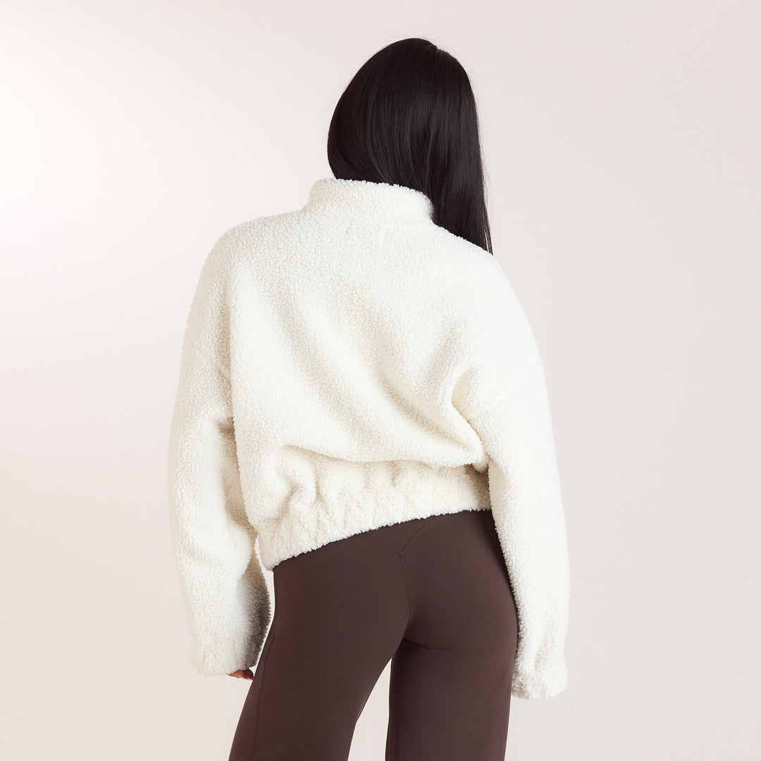 Funnel-Neck Borg Fleece - Cream