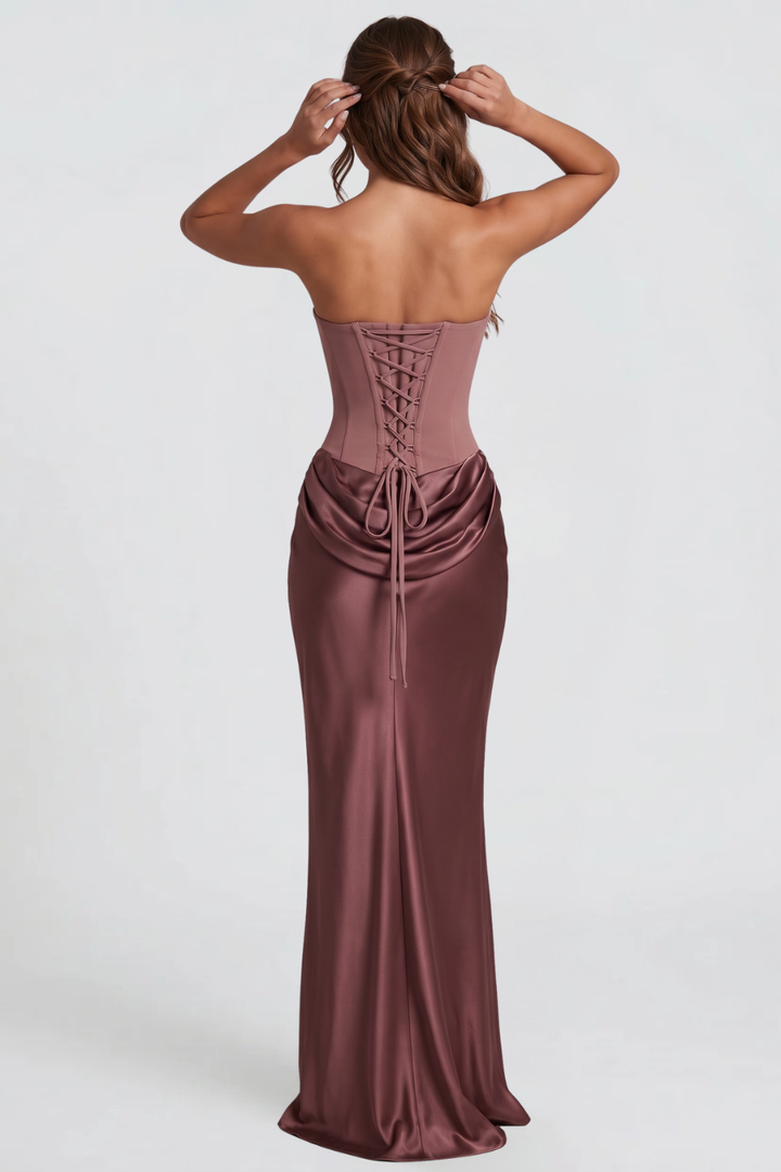 Strapless Satin Wedding Guest Dress - view 12