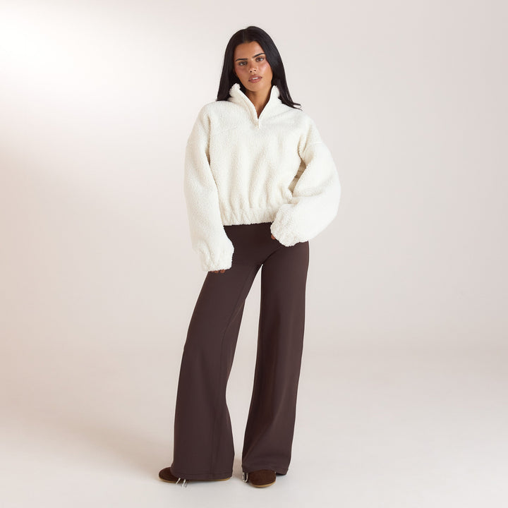 Funnel-Neck Borg Fleece - Cream