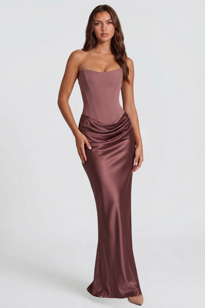Strapless Satin Wedding Guest Dress - view 9