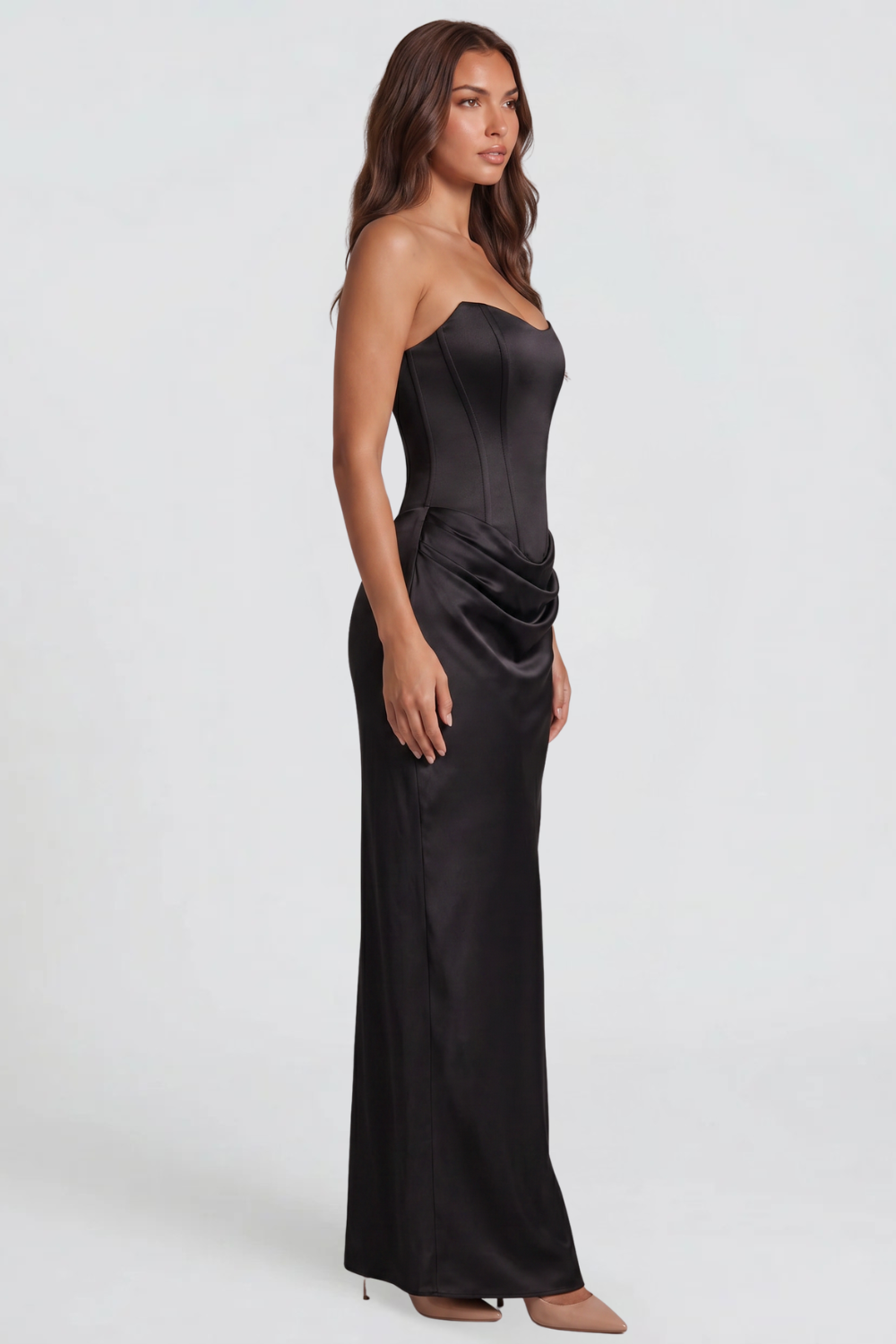 Strapless Satin Wedding Guest Dress - view 19