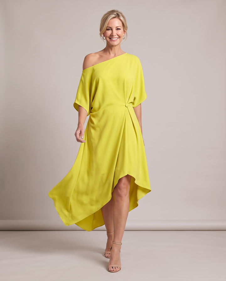Asymmetric Wedding Guest Midi Dress