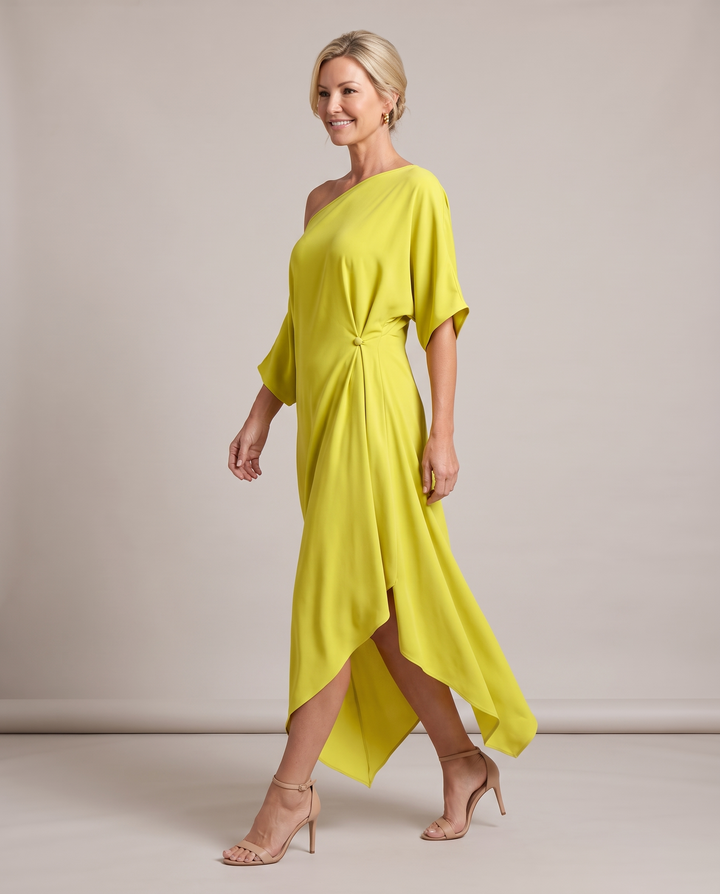 Asymmetric Wedding Guest Midi Dress
