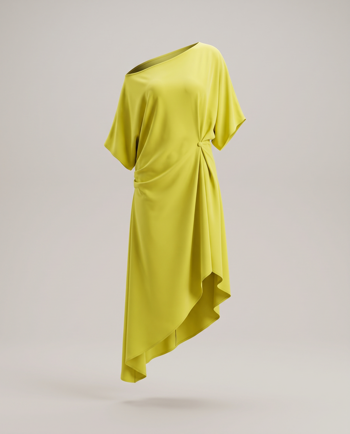Asymmetric Wedding Guest Midi Dress