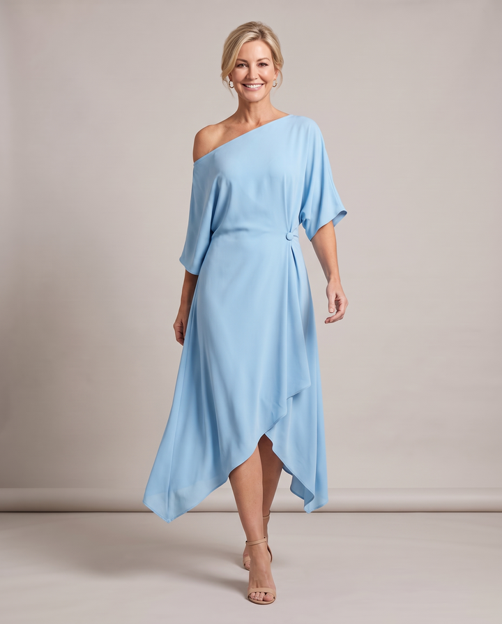 Asymmetric Wedding Guest Midi Dress