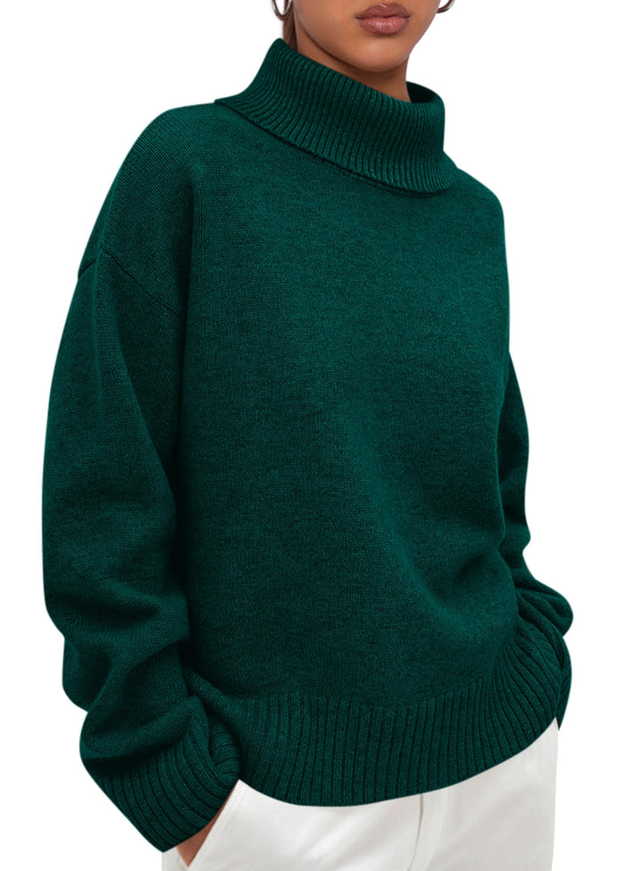 PRETTYGARDEN Womens Turtleneck Long Sleeve Sweater Fall Trendy Loose Fit Casual Tops Chunky Knit Pullover Sweaters