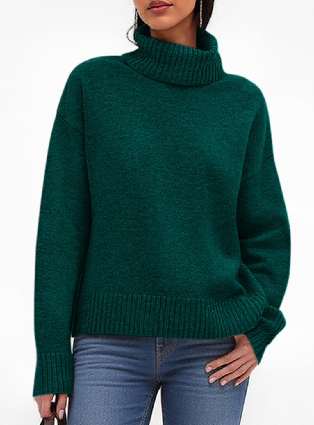 PRETTYGARDEN Womens Turtleneck Long Sleeve Sweater Fall Trendy Loose Fit Casual Tops Chunky Knit Pullover Sweaters