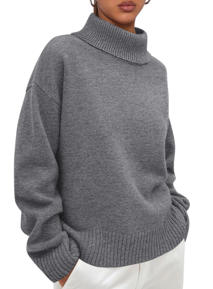 PRETTYGARDEN Womens Turtleneck Long Sleeve Sweater Fall Trendy Loose Fit Casual Tops Chunky Knit Pullover Sweaters