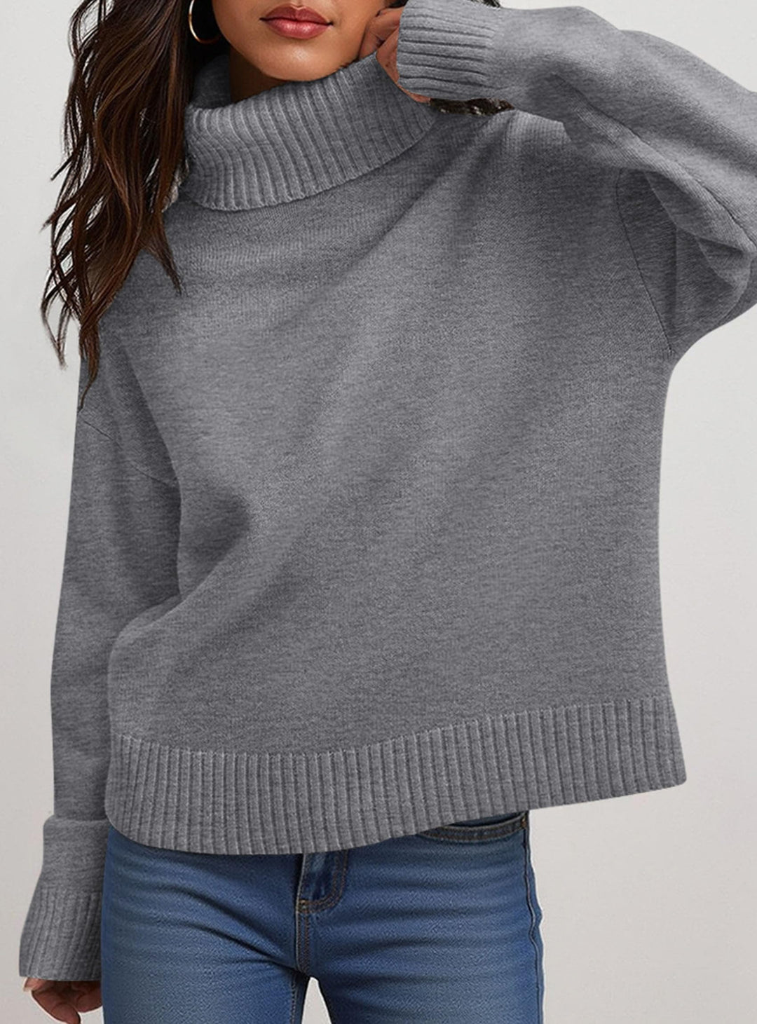 PRETTYGARDEN Womens Turtleneck Long Sleeve Sweater Fall Trendy Loose Fit Casual Tops Chunky Knit Pullover Sweaters