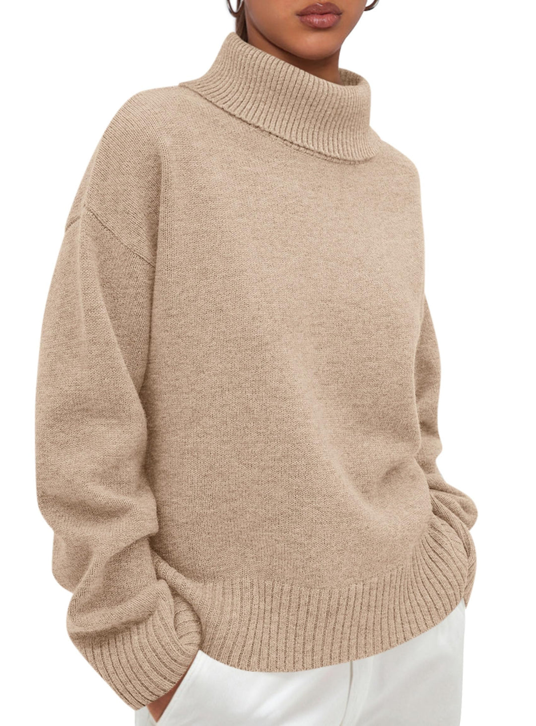PRETTYGARDEN Womens Turtleneck Long Sleeve Sweater Fall Trendy Loose Fit Casual Tops Chunky Knit Pullover Sweaters