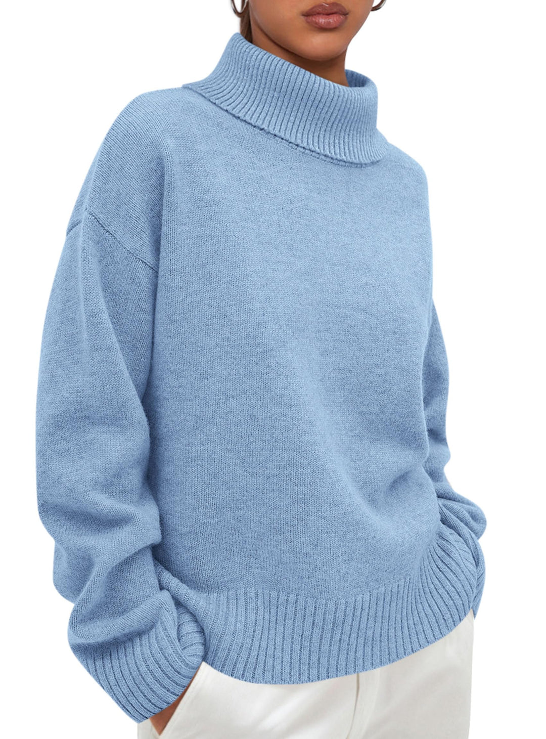 PRETTYGARDEN Womens Turtleneck Long Sleeve Sweater Fall Trendy Loose Fit Casual Tops Chunky Knit Pullover Sweaters