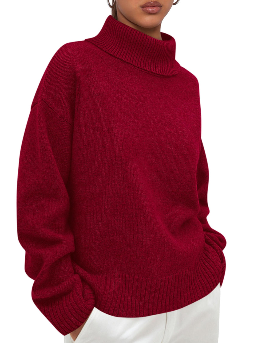 PRETTYGARDEN Womens Turtleneck Long Sleeve Sweater Fall Trendy Loose Fit Casual Tops Chunky Knit Pullover Sweaters