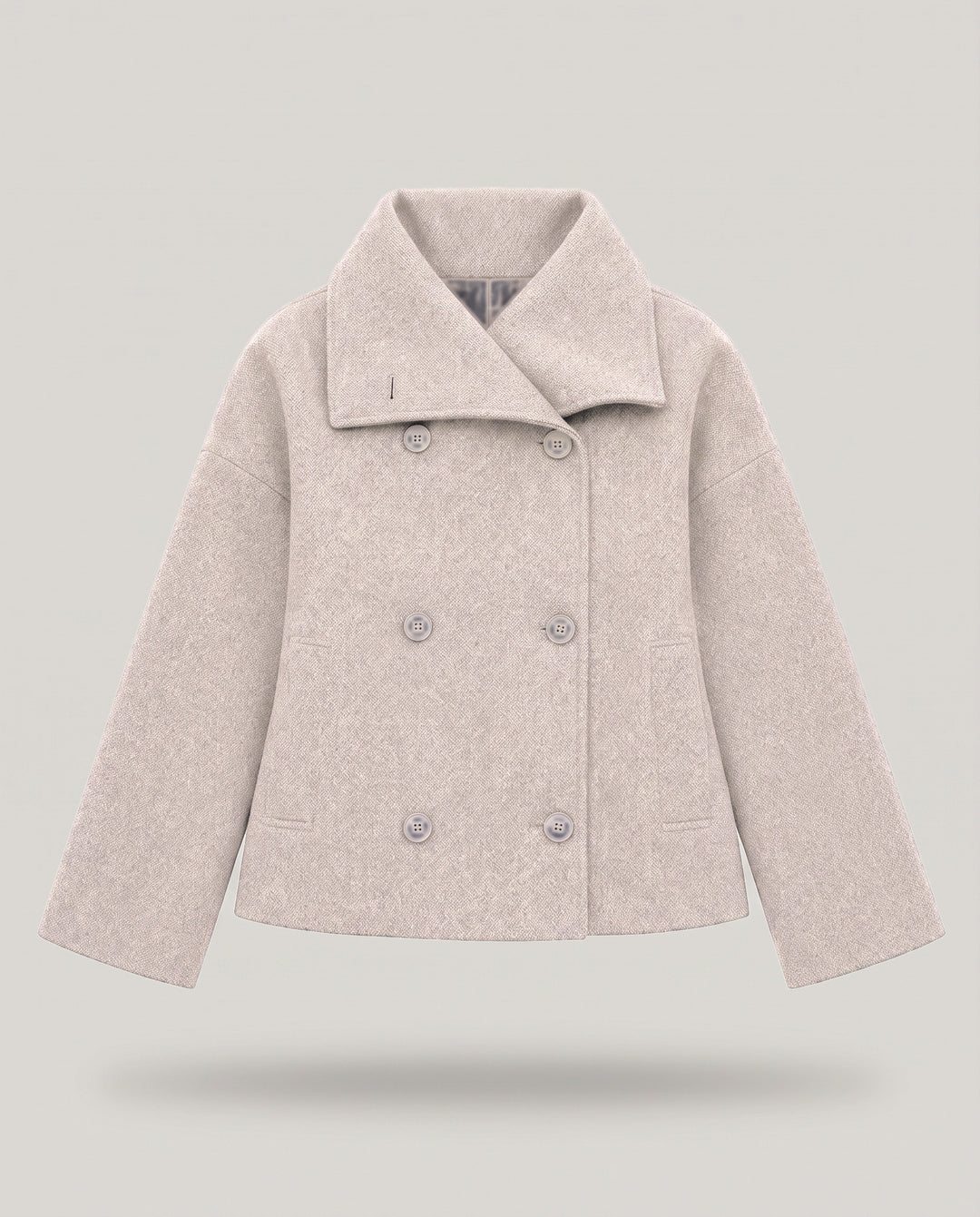 Double Breasted Short Coat with Wide Collar