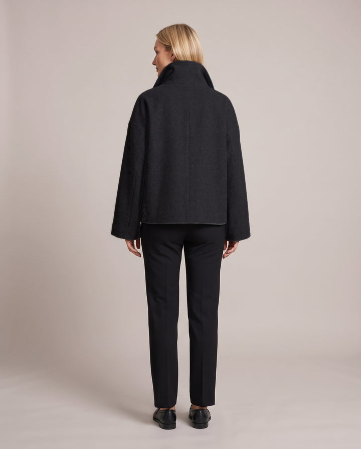 Double Breasted Short Coat with Wide Collar