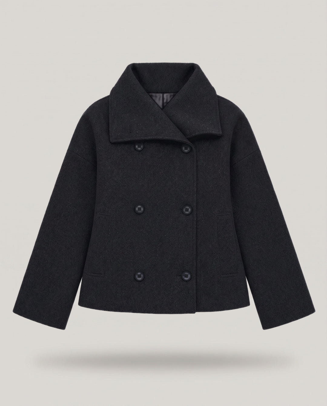 Double Breasted Short Coat with Wide Collar