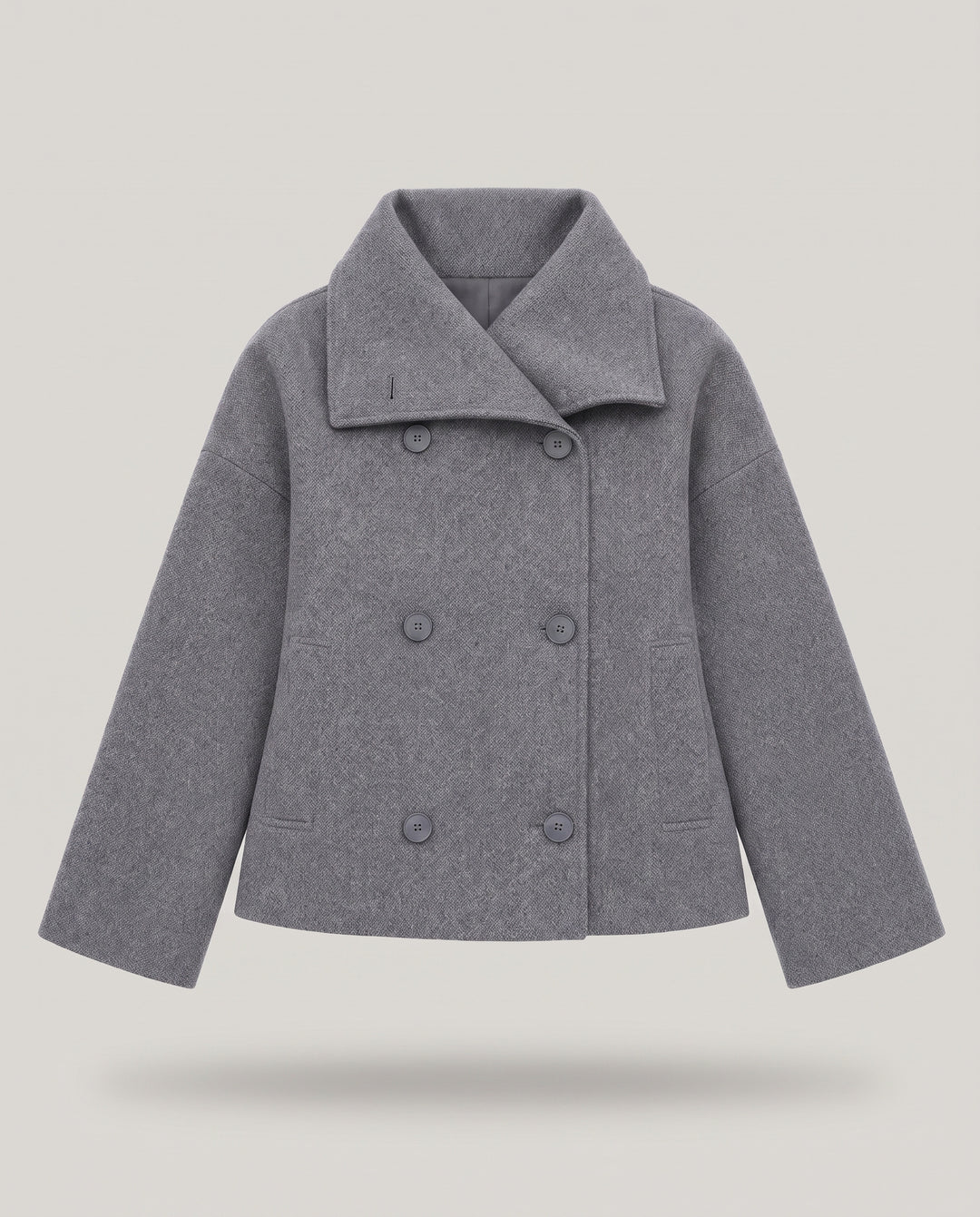 Double Breasted Short Coat with Wide Collar