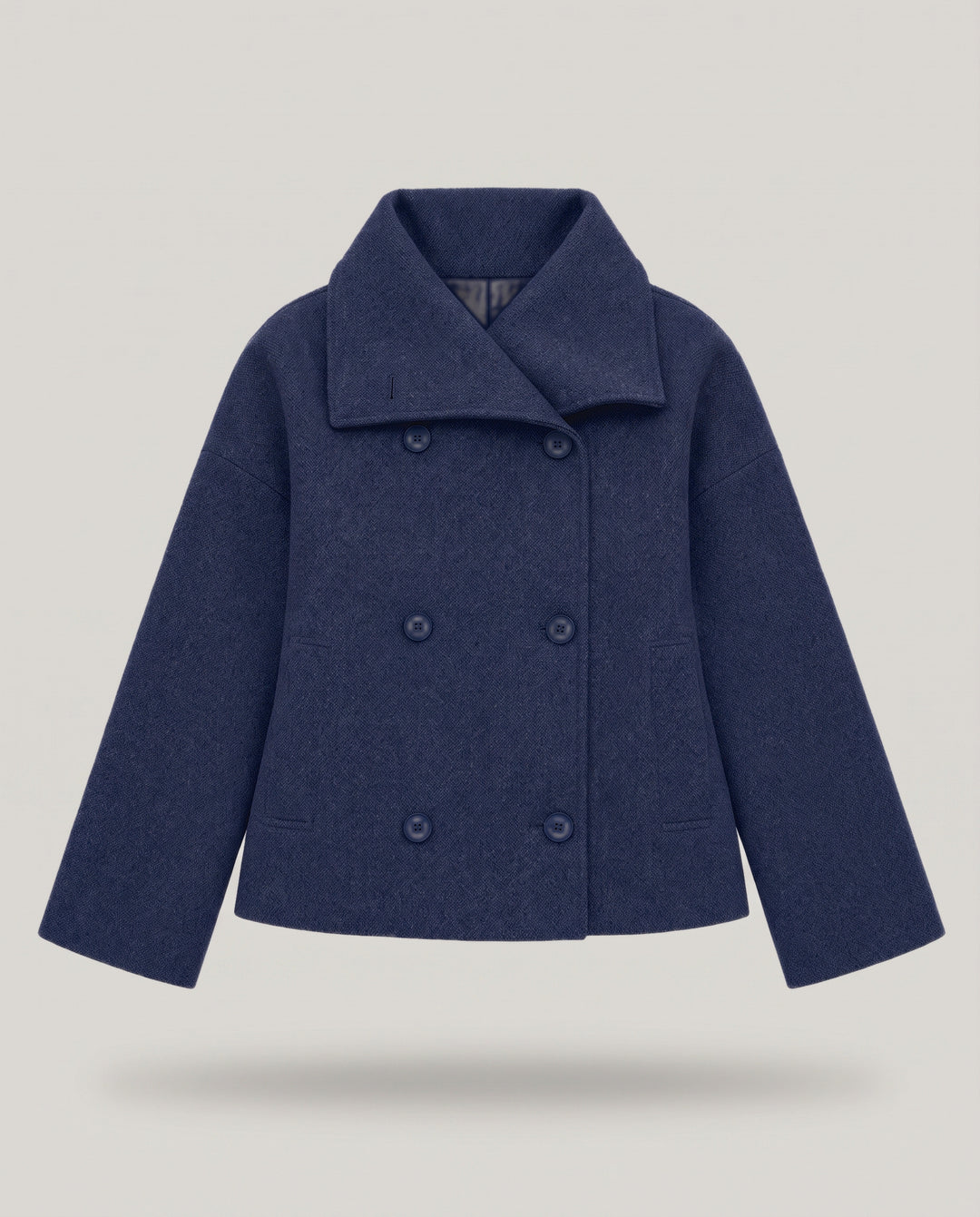 Double Breasted Short Coat with Wide Collar