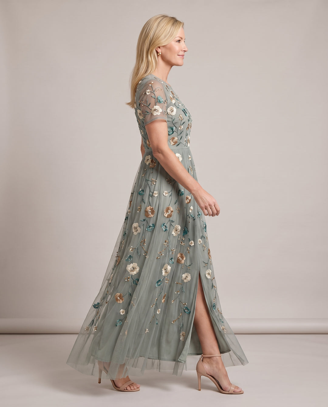 Sage Green Embroidered Maxi Dress