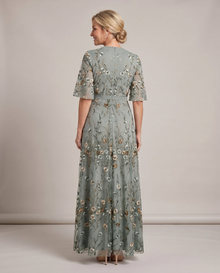 Sage Green Embroidered Maxi Dress