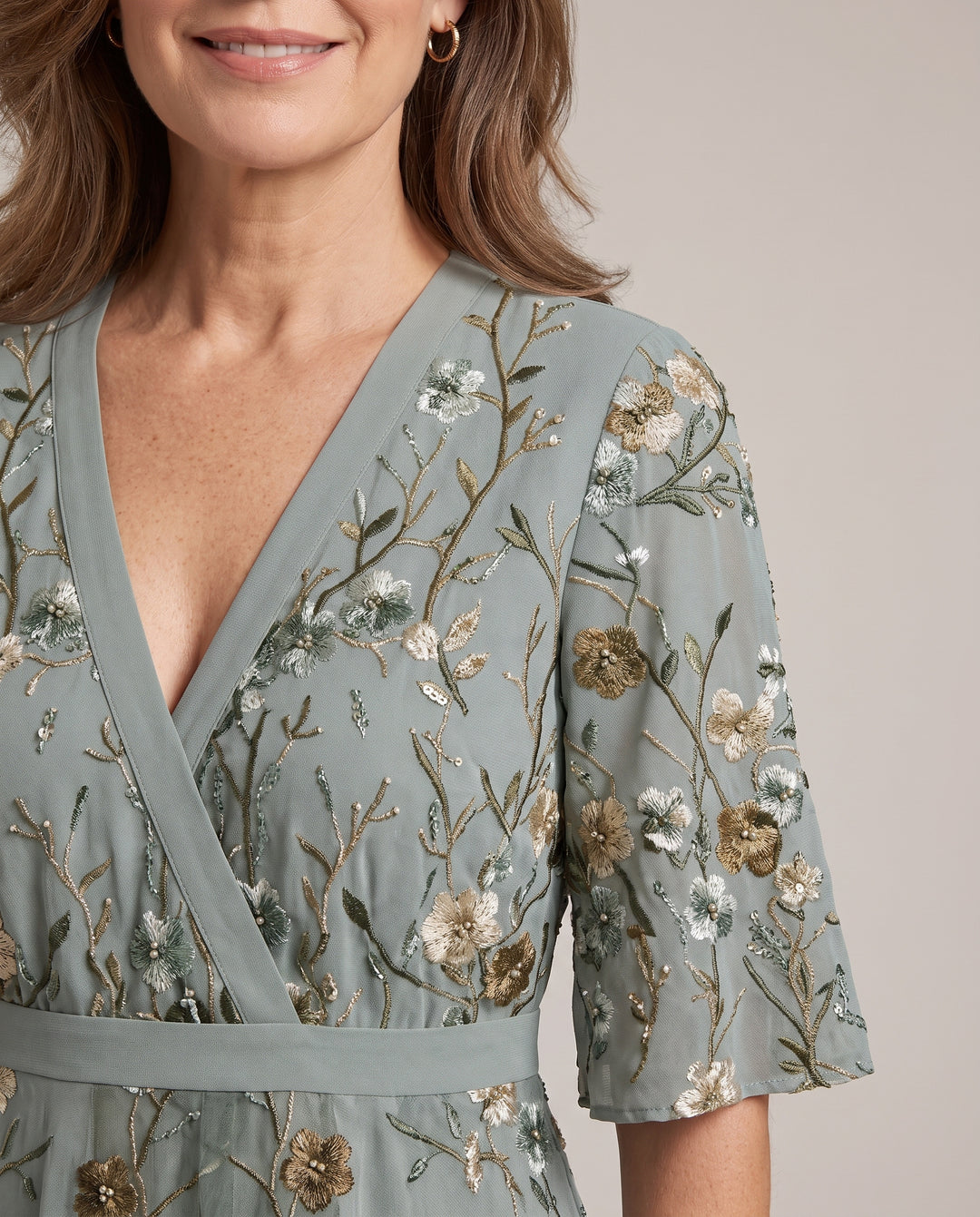 Sage Green Embroidered Maxi Dress