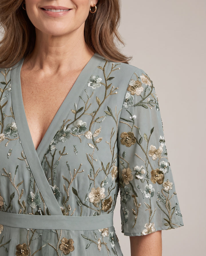 Sage Green Embroidered Maxi Dress