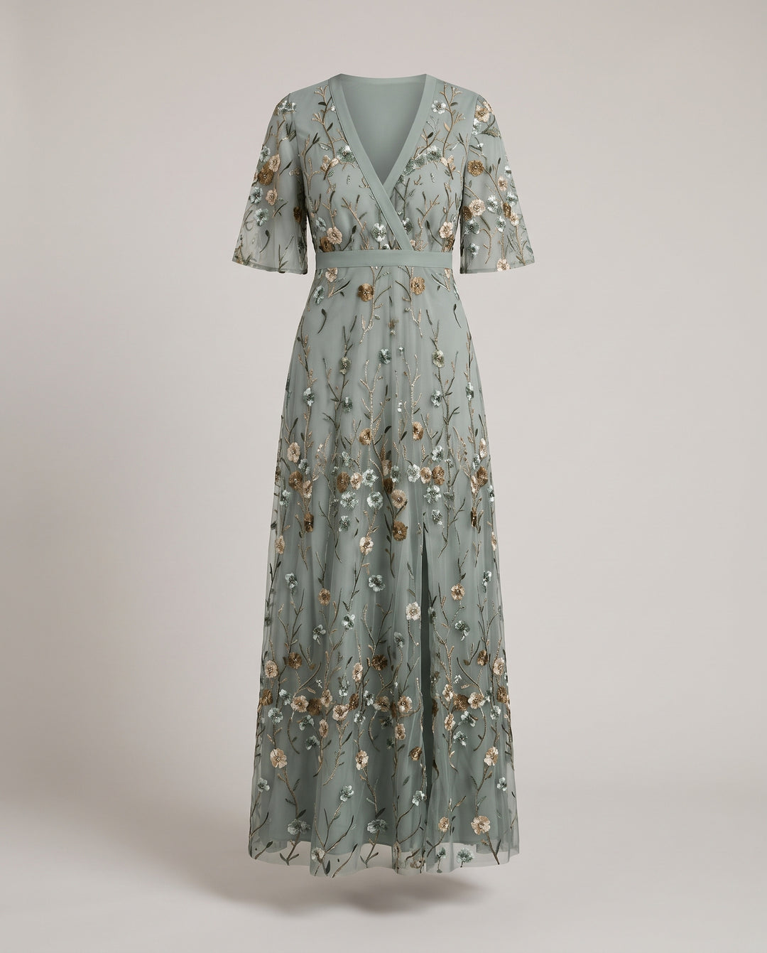 Sage Green Embroidered Maxi Dress