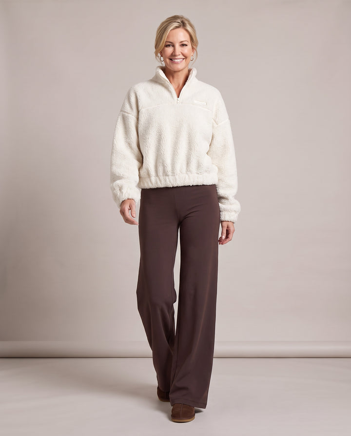 Cream Half Zip Teddy Fleece