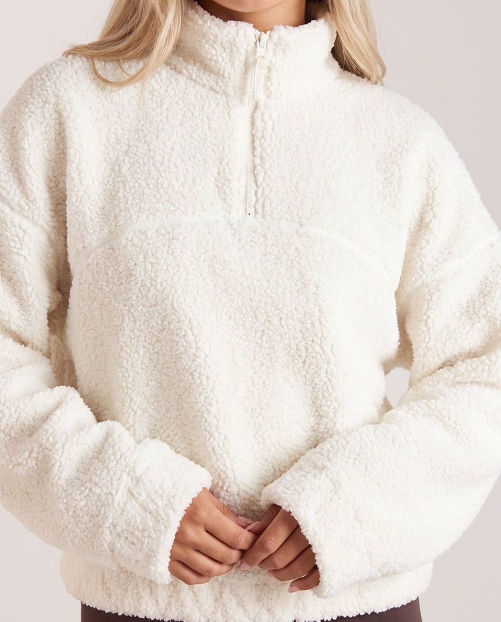 Cream Half Zip Teddy Fleece