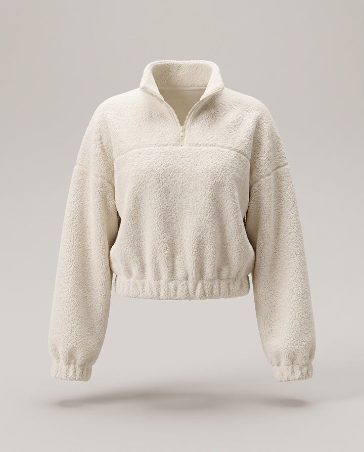 Cream Half Zip Teddy Fleece