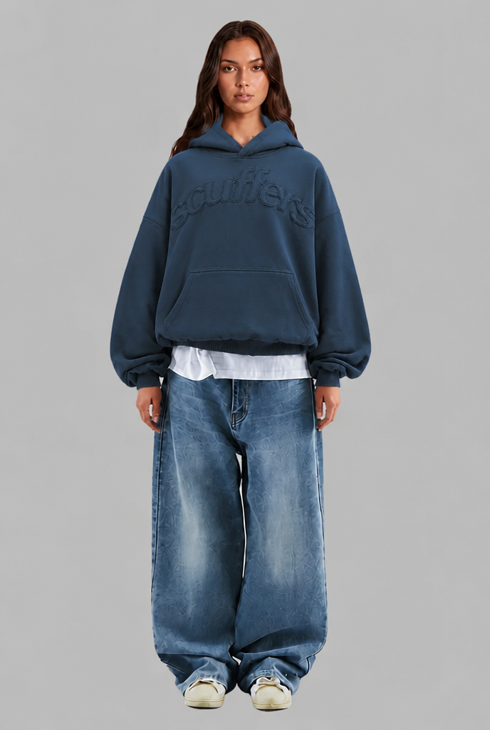 Oversized Hoodie with Embossed Logo - view 1