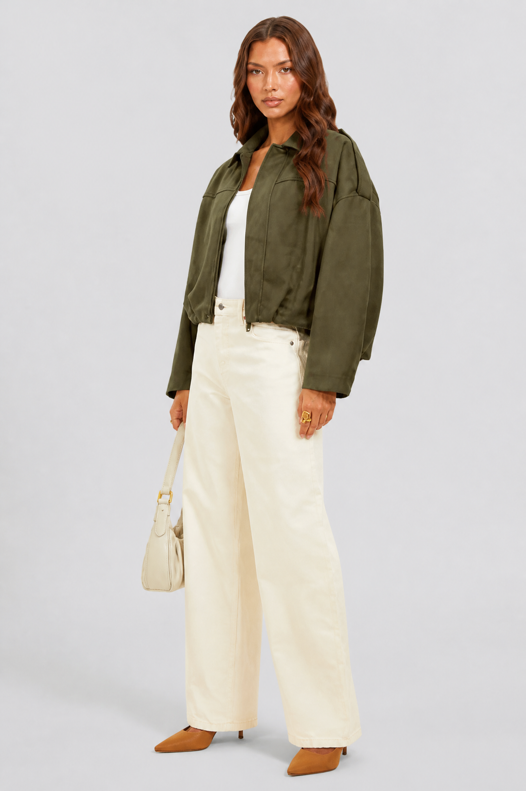 Cropped Oversized Suede Jacket - view 10