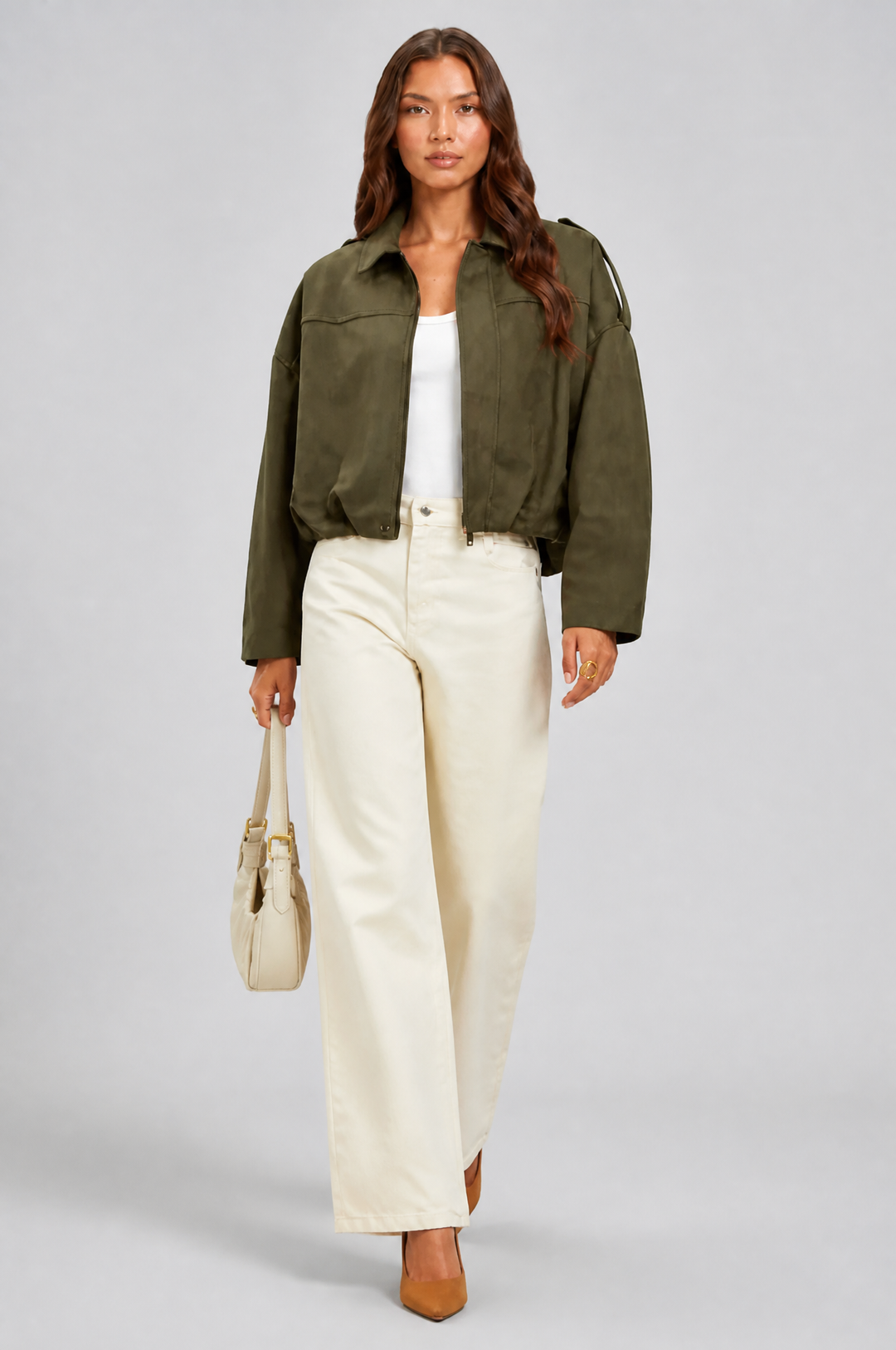 Cropped Oversized Suede Jacket - view 8