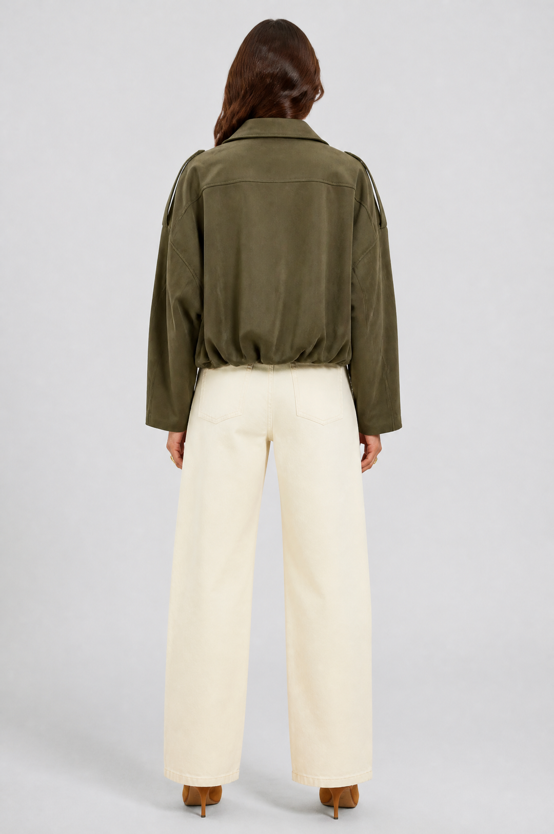 Cropped Oversized Suede Jacket - view 12