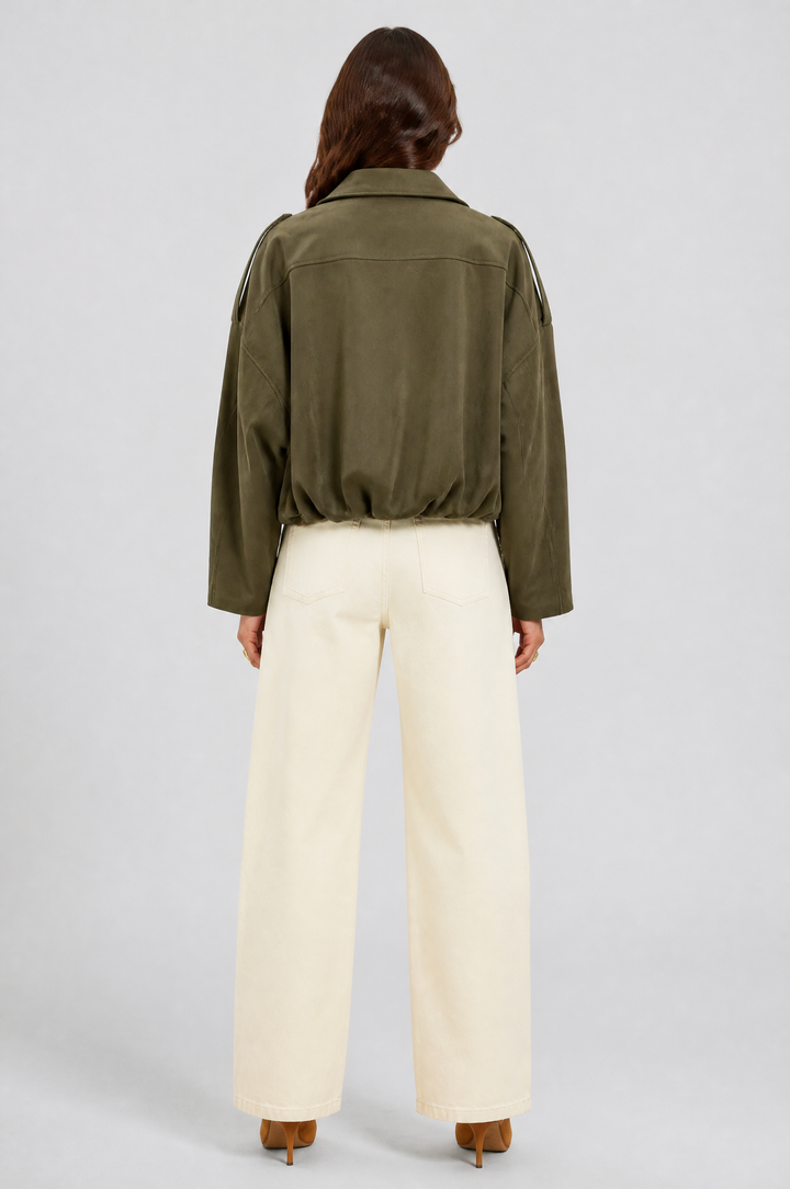 Cropped Oversized Suede Jacket - view 12