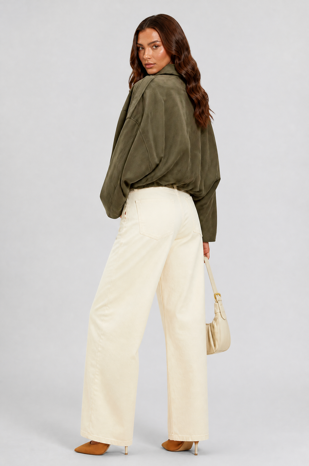 Cropped Oversized Suede Jacket - view 11