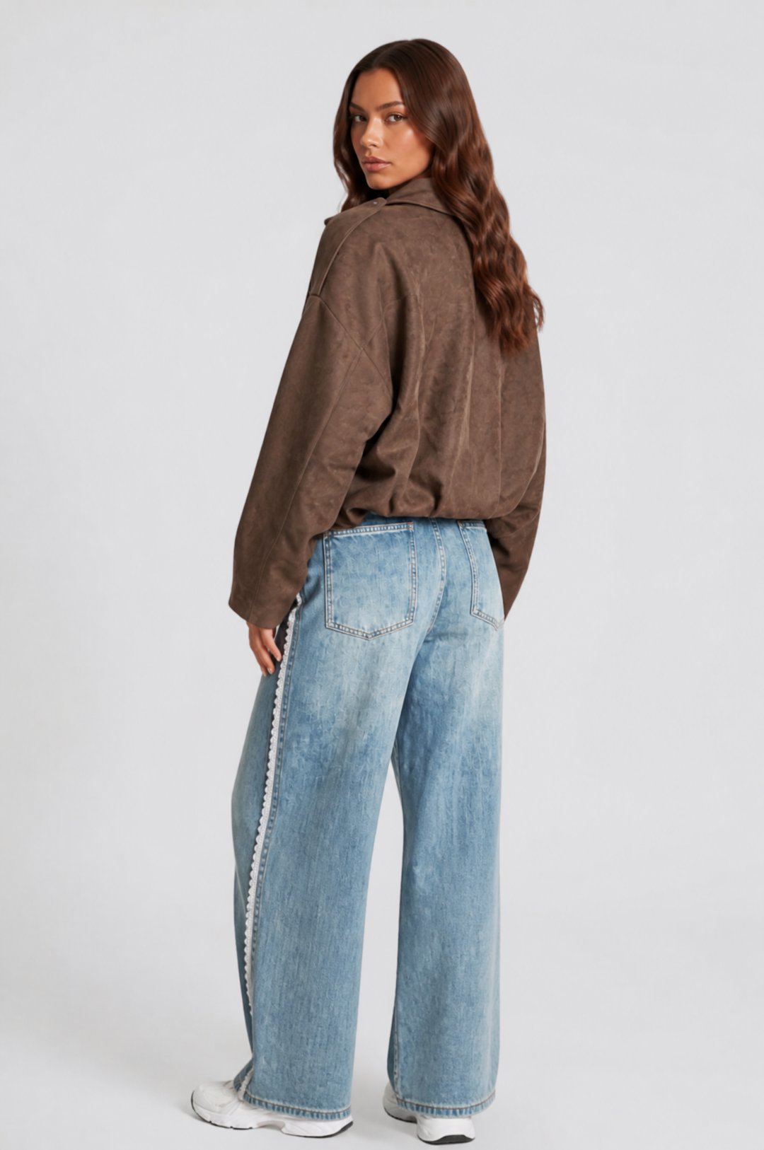 Cropped Oversized Suede Jacket - view 4