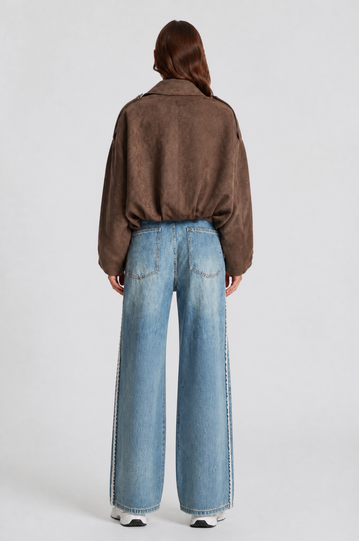 Cropped Oversized Suede Jacket - view 5
