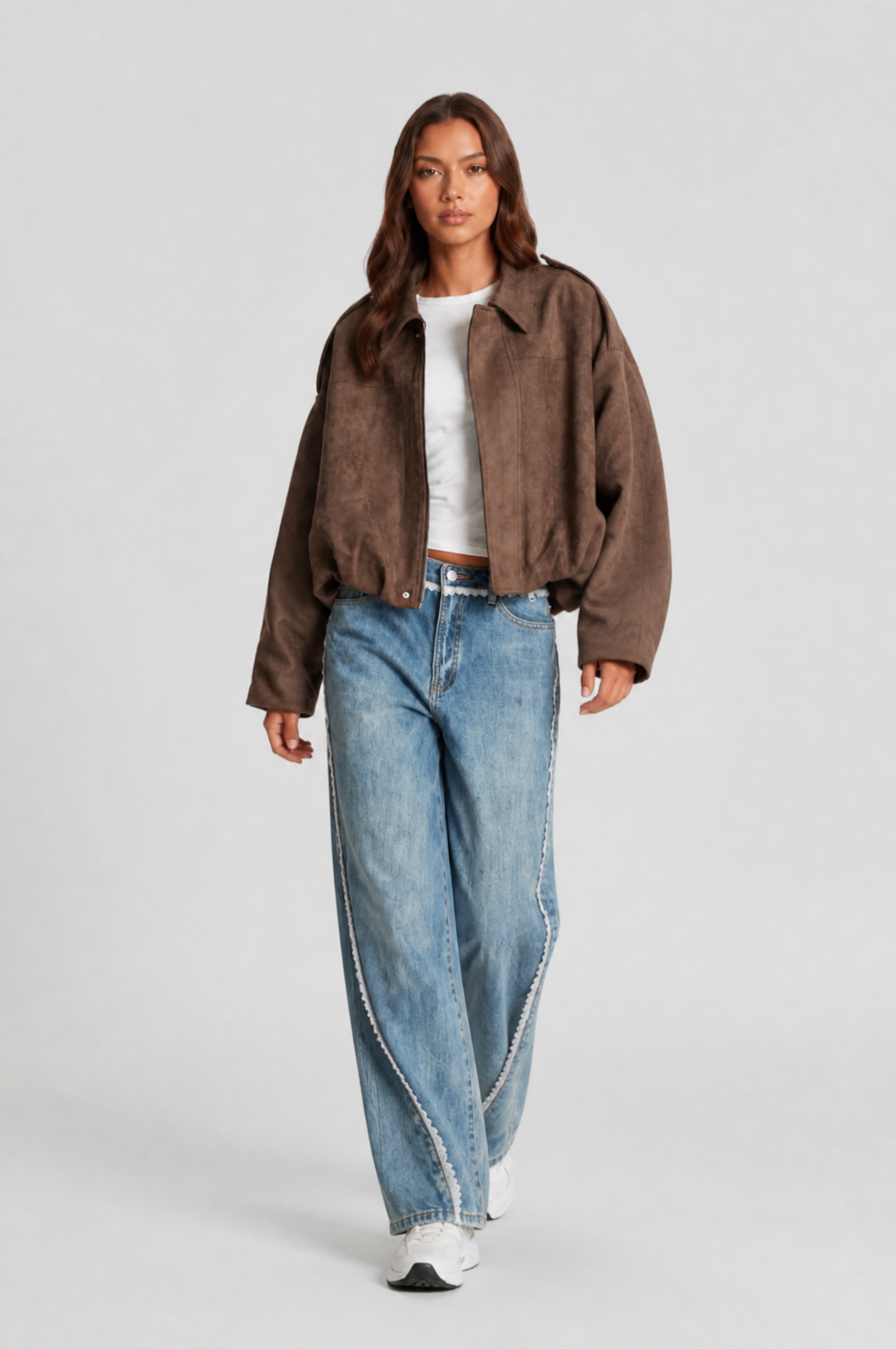 Cropped Oversized Suede Jacket - view 2